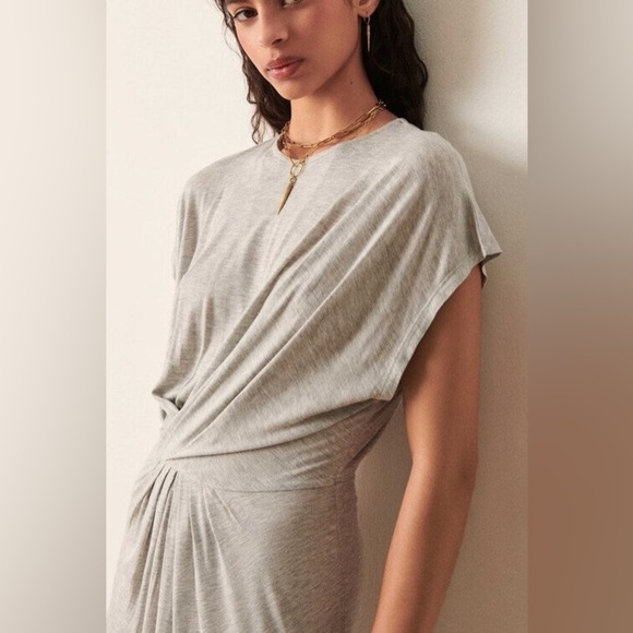 BA&SH Tisha Twisted T-shirt Dress Short Sleeve Midi‎ Size XS - Picture 11 of 12